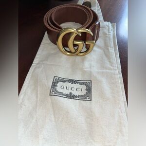 Faux GUCCI Leather Belt with Authentic Gucci Linen Bag